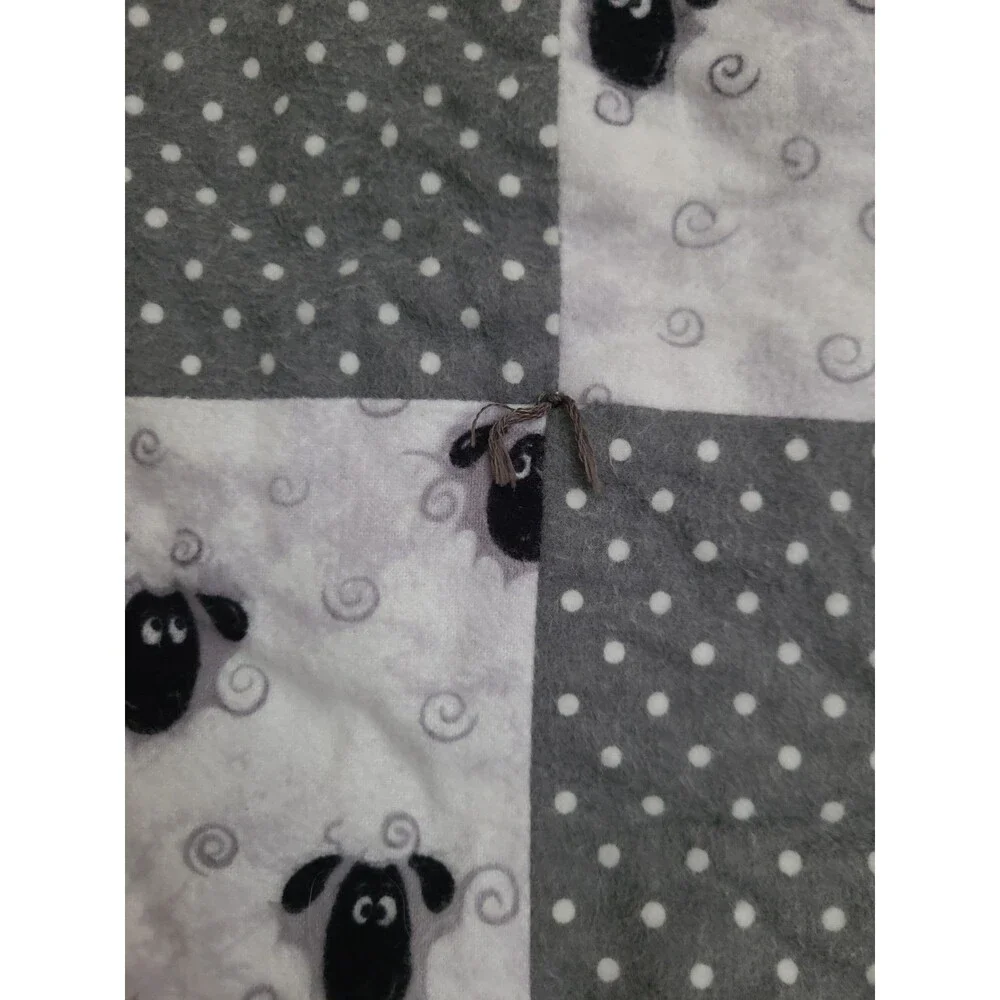 Handmade Flannel Baby Quilt Sheep 32